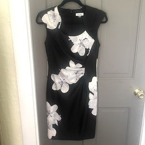 Calvin Klein Black and White Floral Dress